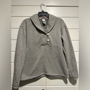 The North Face shawl neck 2 button fleece pullover light grey